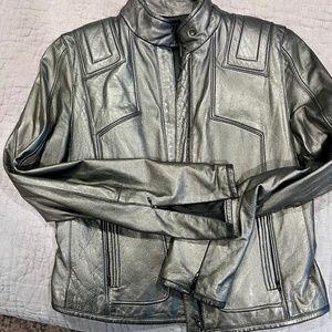 Elie Tahari pewter super soft leather jacket, Size S